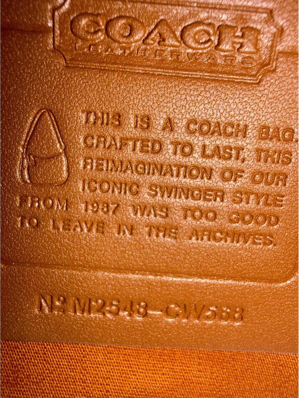 NWT Coach Crystal Embellished Swinger 20 Shoulder Bag Burnished Amber Leather - Picture 3 of 10